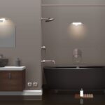 Modern bathroom remodel with smart mirror, walk-in shower, and eco-friendly design elements