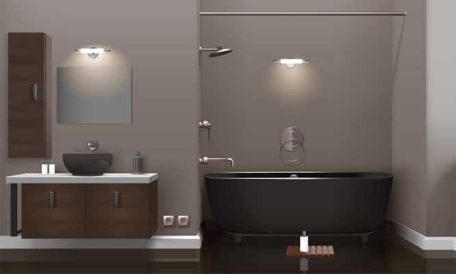Modern bathroom remodel with smart mirror, walk-in shower, and eco-friendly design elements