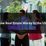 Realtor guiding a couple through the home-buying process in the USA