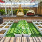 timberlake raised garden bed with green house in green