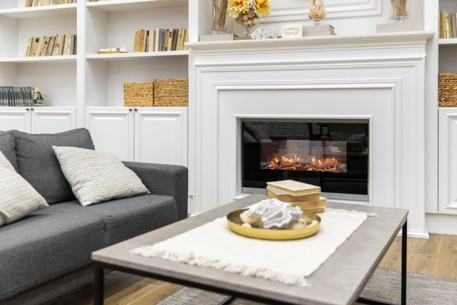 Modern electric fireplace installation in a Fannin County, Georgia living room