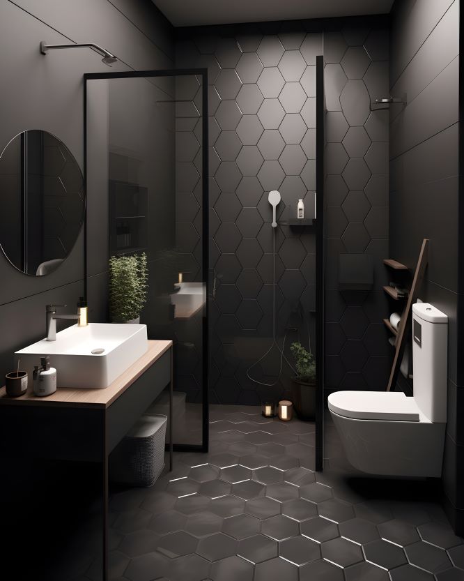 Black Delta Lyndall Mod Shower Door in matte black finish